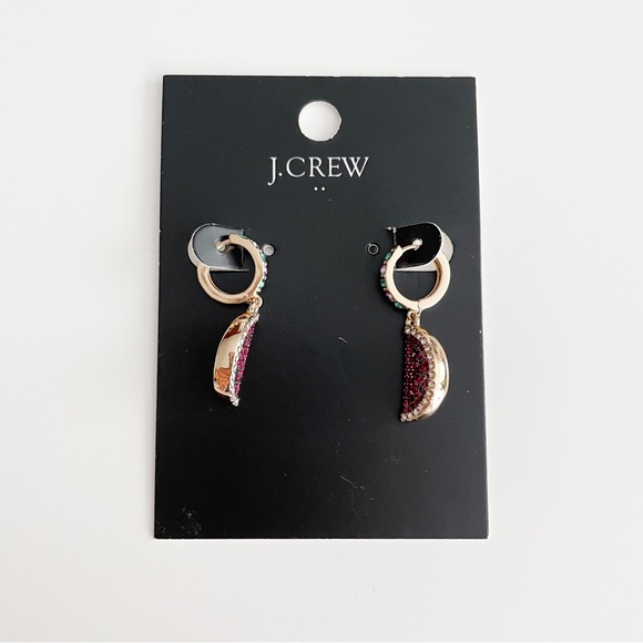 J. Crew Factory Watermelon Huggie Earrings - Picture 3 of 3